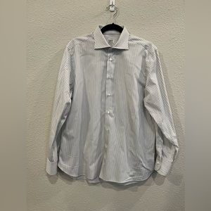 Borriello Napoli Gray Stripped Button Up Long Sleeve Shirt Size 16.5/42
